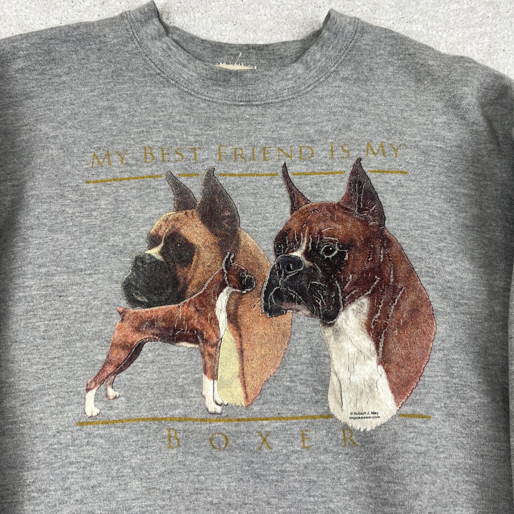 Vintage Lee Heavyweight Boxer Dog Sweatshirt Mens Large Gray Robert J May 2002 - Picture 2 of 10
